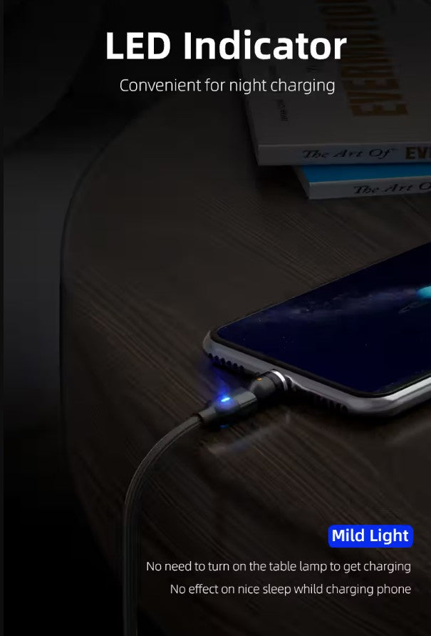 540° Rotatable 3 in 1 Magnetic Cable 3A Data Fast Charging